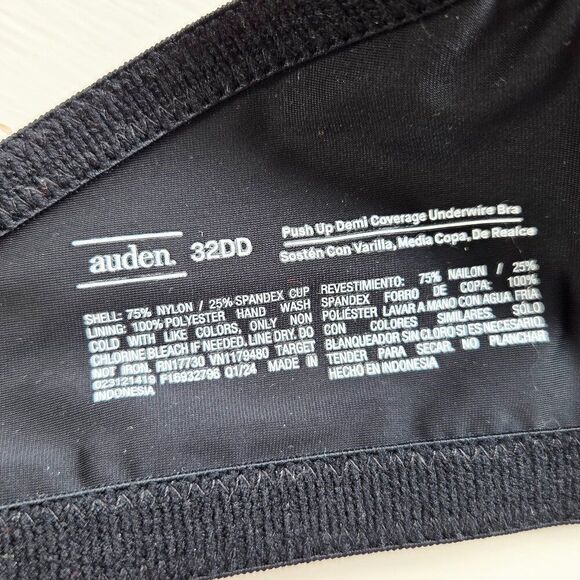 Auden Target Lightly Lined T-Shirt Bra Size 32DD Black Underwire Molded Cup NEW - Picture 4 of 5